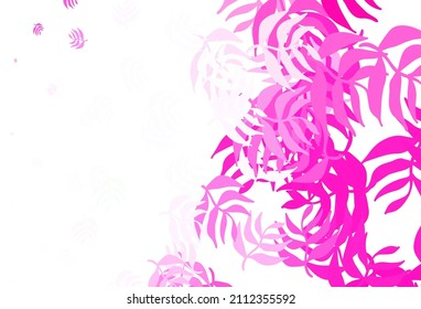 Light Pink vector elegant wallpaper with leaves. Glitter abstract illustration with doodles and leaves. Pattern for wallpapers, coloring books.