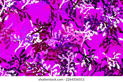Light Pink vector elegant wallpaper with leaves, branches. Colorful illustration in doodle style with leaves, branches. Template for backgrounds of cell phones.