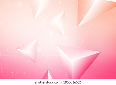 Light Pink vector gradient triangles template. Shining polygonal illustration, which consist of triangles. Triangular pattern for your design.