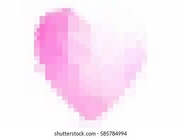 Light Pink vector greeting Card Happy Valentine's Day. Lettering with hearts on the white polygonal background. Colored rectangular illustration for your business.