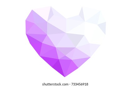 Light Pink vector greeting Card Happy Valentine's Day. Lettering with hearts on the white polygonal background. Colored triangular illustration for your business.