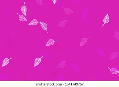 Light Pink vector hand painted texture. Brand new colorful illustration in modern style with leaves. Completely new design for your business.