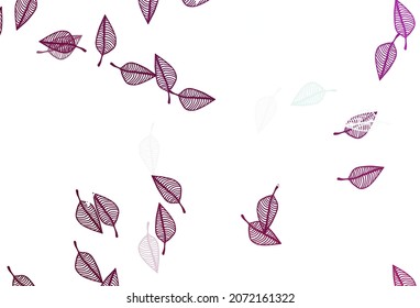 Light Pink vector hand painted template. Colorful abstract illustration with leaves in doodle style. Pattern for coloring books and pages for kids.