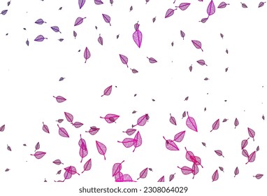 Light Pink vector hand painted template. Shining colorful illustration with leaves in doodle style. The template for background of cell phones.