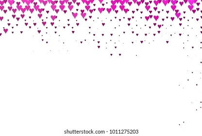 Light Pink vector hearts isolated on white background. Cool pattern in origami style with gradient for Valentine day. Graphic illustration for your business design.