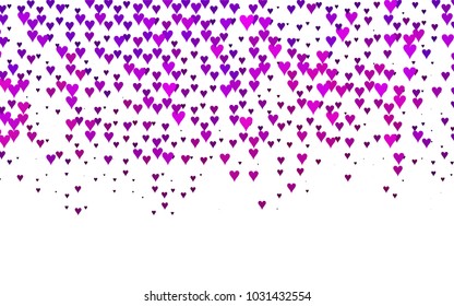 Light Pink vector hearts isolated on white background. Cool pattern in origami style with gradient for Valentine day. Graphic illustration for your business design.