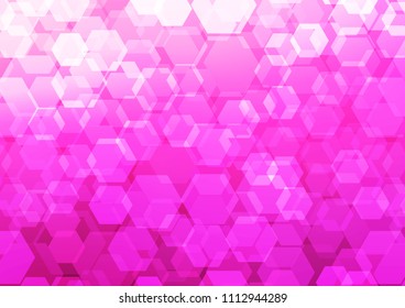 Light Pink vector hexagon mosaic template. Glitter abstract illustration with an elegant design. The polygonal design can be used for your web site.
