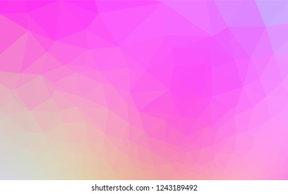 Light Pink vector hexagon mosaic texture. Triangular geometric sample with gradient.  Triangular pattern for your business design.