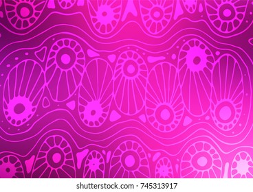 Light Pink vector indian curved texture. Glitter abstract illustration with doodles and Zen tangles. Hand painted design for web, leaflet, textile.