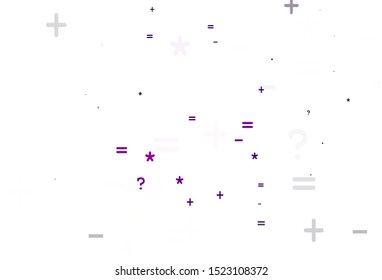 Light Pink vector layout with algebra elements. Illustration with Numeral symbols on abstract template. Smart design for university advert.