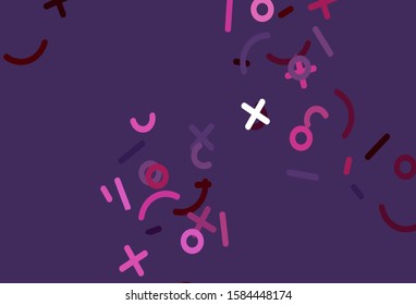Light Pink vector layout with algebra elements. Colored mathematic signs with gradient on white background. Template for landing page of typography.