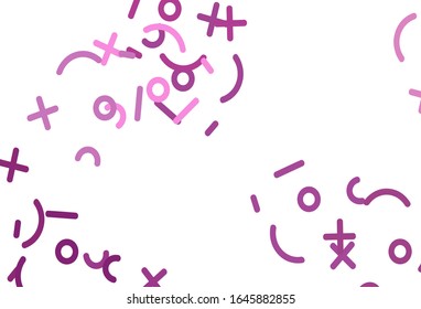 Light Pink vector layout with algebra elements. Shining colorful illustration with isolated Digit signs. Template for landing page of typography.