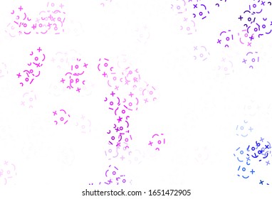 Light Pink vector layout with algebra elements. Blurred design in simple style with collection of numerals. Template for landing page of typography.