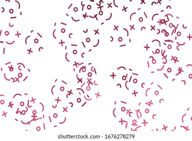 Light Pink vector layout with algebra elements. Abstract illustration with colored algebra signs. Pattern for school, grammar websites.