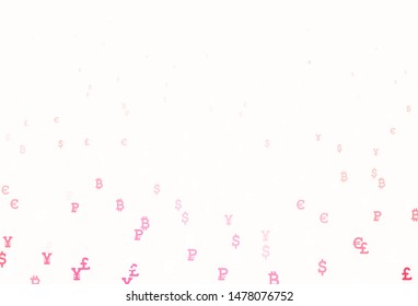 Light Pink vector layout with banking symbols. Colored symbols of currency on white background. Pattern for trader ads, booklets, leaflets.
