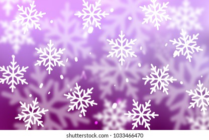 Light Pink vector layout with bright snowflakes. Modern geometrical abstract illustration with crystals of ice. The pattern can be used for new year ad, booklets.