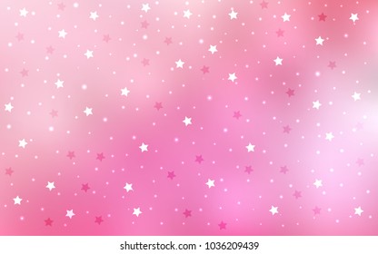 Light Pink vector layout with bright stars. Decorative shining illustration with stars on abstract template. Best design for your ad, poster, banner.