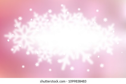 Light Pink vector layout with bright snowflakes. Shining colored illustration with snow in christmas style. The pattern can be used for new year leaflets.