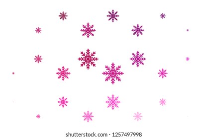 Light Pink vector layout with bright snowflakes. Modern geometrical abstract illustration with crystals of ice. New year design for your business advert.