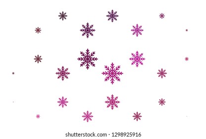 Light Pink vector layout with bright snowflakes. Modern geometrical abstract illustration with crystals of ice. The pattern can be used for year new  websites.