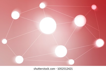 Light Pink vector layout with circles, lines. Glitter abstract illustration with connection of triangle structure. Pattern can be used for futuristic ad, booklets.