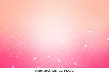 Light Pink vector layout with circles, lines. Glitter abstract illustration with connection of triangle structure. Pattern can be used for ads, leaflets.