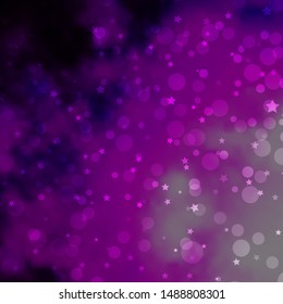 Light Pink vector layout with circles, stars. Illustration with set of colorful abstract spheres, stars. Design for wallpaper, fabric makers.