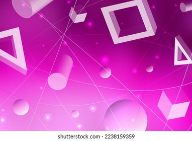 Light Pink vector layout with circles, lines, rectangles. Illustration with set of colorful circles, triangles, squares. Modern design for your business card.