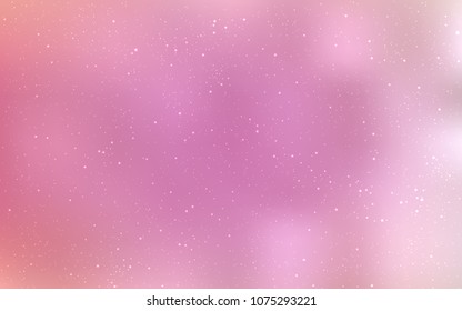 Light Pink vector layout with cosmic stars. Space stars on blurred abstract background with gradient. Pattern for futuristic ad, booklets.