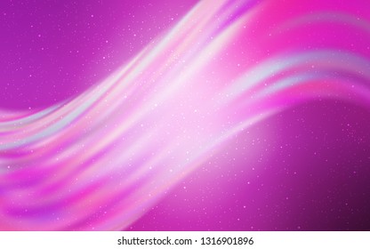 Light Pink vector layout with cosmic stars. Shining colored illustration with bright astronomical stars. Best design for your ad, poster, banner.