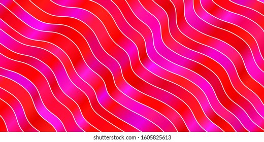Light Pink vector layout with curves. Abstract illustration with bandy gradient lines. Smart design for your promotions.