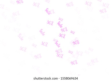 Light Pink vector layout with discount of 30, 50, 90%. Shining colorful illustration with isolated selling prices. Pattern for ads, posters, banners of sales.