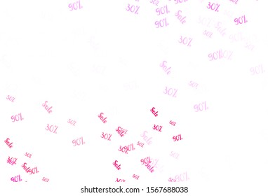 Light Pink vector layout with discount of 30, 50, 90%. Shining colorful illustration with isolated selling prices. Pattern for ads, posters, banners of sales.