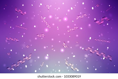 Light Pink vector layout with festival confetti. Glitter abstract illustration with colorful confetti, ribbons. The pattern can be used for new year ad, booklets.