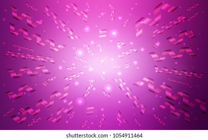 Light Pink vector layout with festival confetti. Decorative shining illustration with ribbons on abstract template. The template can be used as a background for postcards.