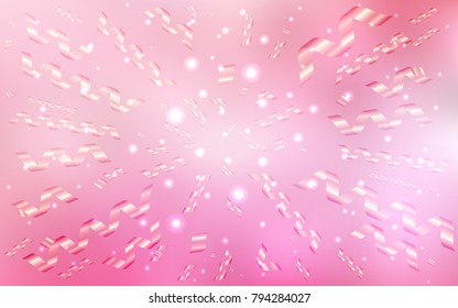 Light Pink vector layout with festival confetti. Glitter abstract illustration with colorful confetti, ribbons. Beautiful design for your business advert of anniversary.