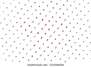 Light Pink vector layout with latin alphabet. Shining colorful illustration with isolated letters. Pattern for ads, poster, banner of books.