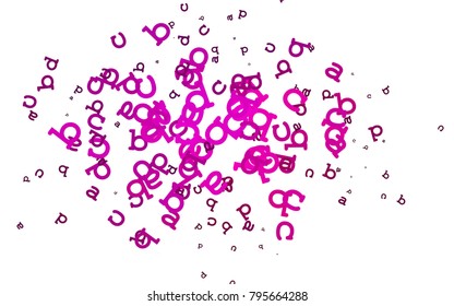 Light Pink vector layout with latin alphabet. Colored alphabet signs with gradient on white background. Best design for your ad, poster, banner of college.