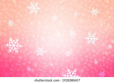 Light Pink vector layout in New Year style. Abstract illustration with Xmas balls and snowflakes. Smart design for promotion of university.