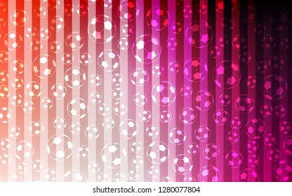 Light Pink vector layout with sports symbols. Illustration with set of soccer balls on gradiental backdrop. Smart design for ads of soccer matches.