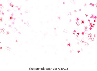 Light Pink vector layout with stars, suns. Shining illustration with stars, suns on abstract template. Best design for your ad, poster, banner.