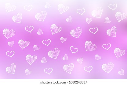 Light Pink vector layout with sweet hearts. Decorative shining illustration with hearts on abstract template. Design for ad, poster, banner of Valentine Day.