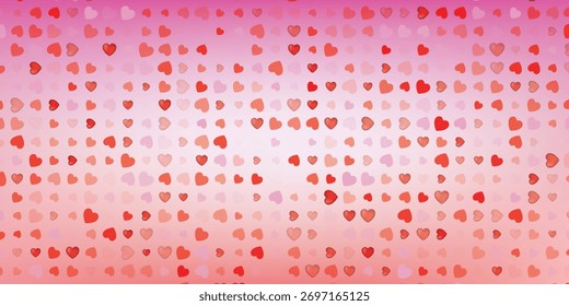 Cor-de-rosa claro vetor layout com corações doces. Ilustração com corações no conceito de amor para o dia dos namorados. Belo design para o seu anúncio de aniversário de negócios.