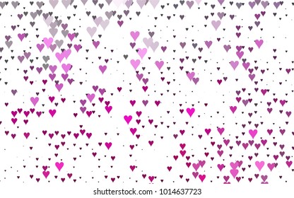 Light Pink vector lovely background with hearts. Valentines greeting card with cute hearts. Abstract pattern for your design, website, ad.