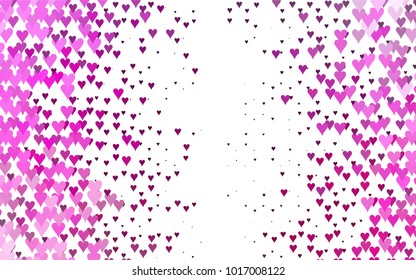 Light Pink vector lovely background with hearts. Valentines greeting card with cute hearts. Abstract pattern for your design, website, ad.