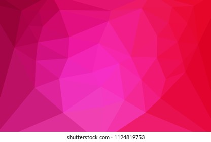 Light Pink vector low poly texture with a heart in a centre. Abstract illustration with an elegant triangles. Brand new style for your business design.