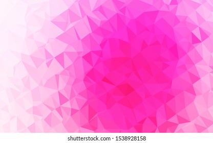 Light Pink vector low poly texture. Colorful abstract illustration with gradient. Triangular pattern for your business design.