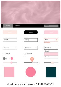 Light Pink vector Material Design Kit with stars. Beautiful ui ux kit with colorful sky in its header. This sample is for your landing page.