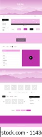 Light Pink vector Material Design Kit with hills. Decorative ui kit design in abstract style with colorful rocks. Template for website of outdoor activities.