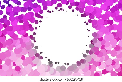 Light Pink vector modern geometrical circle abstract background. Dotted texture template. Geometric pattern in halftone style with gradient. 